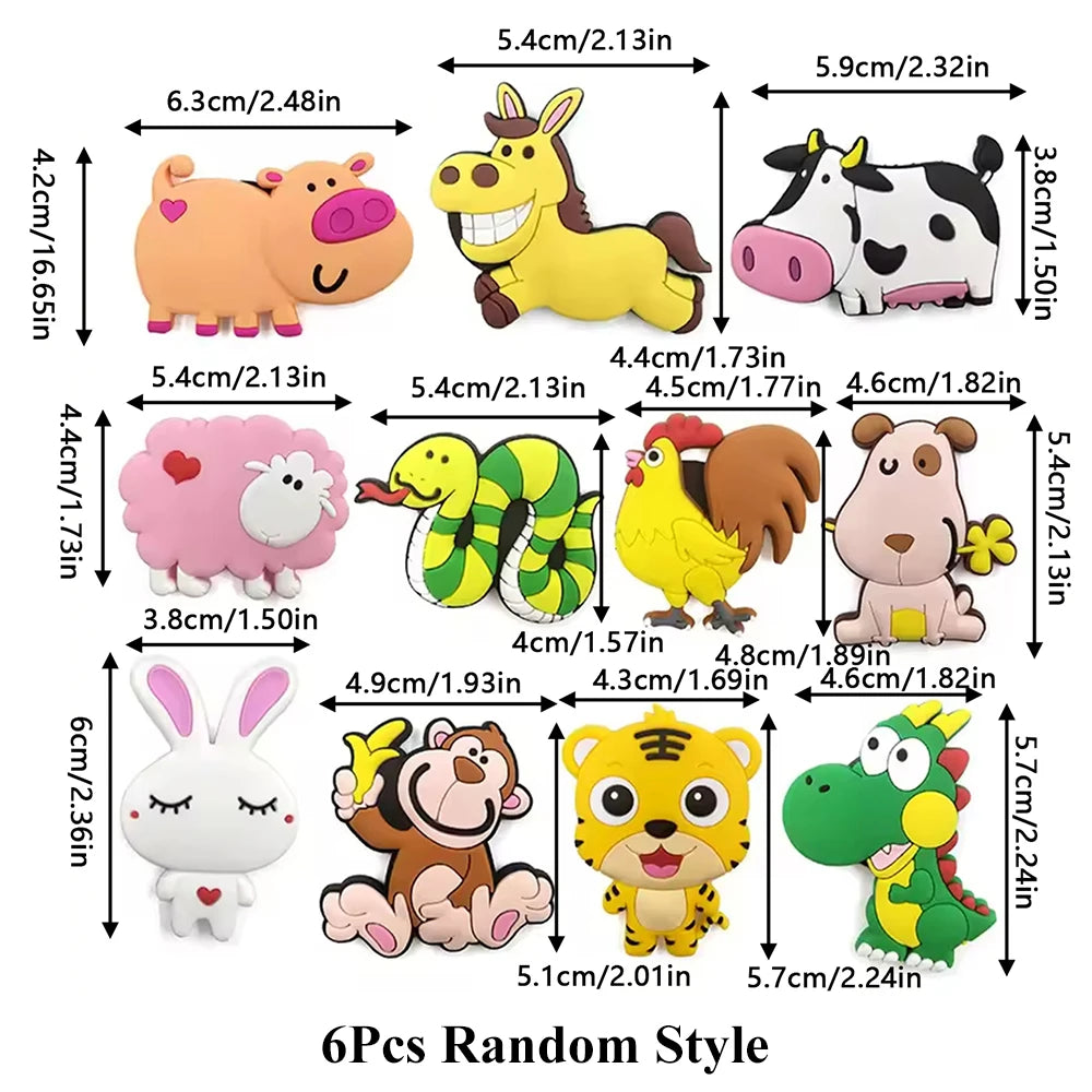 6/9/11Pcs Cartoon Animal Refrigerator Magnets Cute Lion Dog Tiger Rabbit Cow Fridge Magnets for Kids Home Office Decor Gifts Zpaxo 6Pcs Random Style
