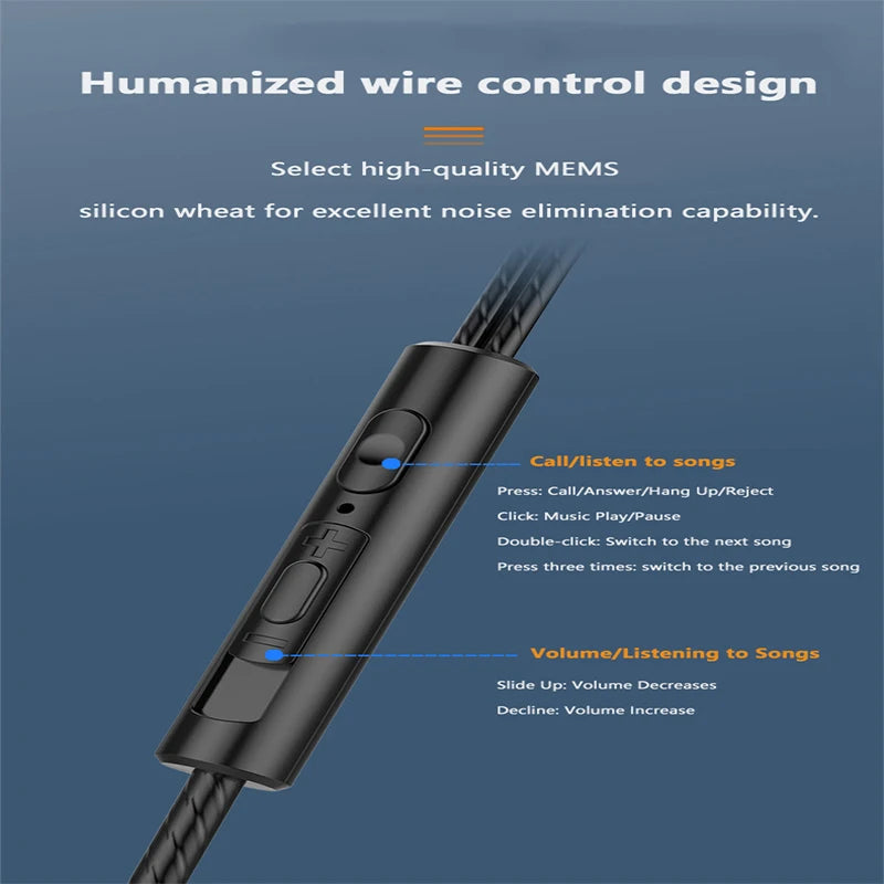 3.5mm Wired Headphones With Microphone 3.5 Plug In-ear Noise Cancelling Phone Earbuds Gamer Headset Cheap Hearing Aids HiFi 9D Zpaxo