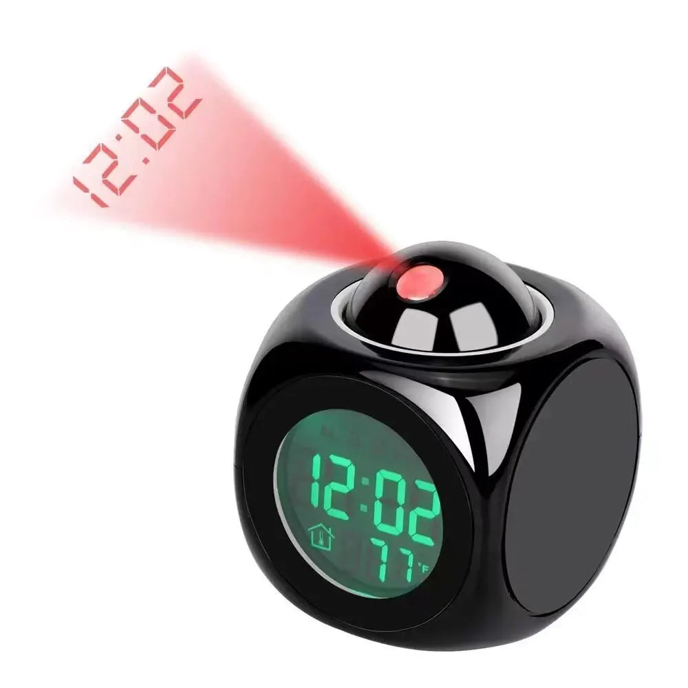 Projection Alarm Clock Ceiling Display Snooze Desk Table Clock Voice Multifunction Digital Projection Clock Temperature Display Zpaxo