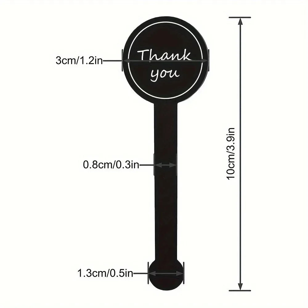 50/100/200pcs Black Thank You Long Sealing Sticker Pudding Bottle Sticker, Baking Box Label Sticker, Baking, Handicraft Products Zpaxo