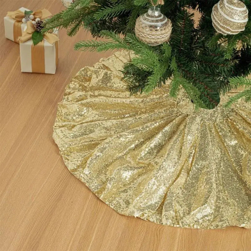 Sequined Christmas Base Cover Water Resistant Polyester Tree Skirt