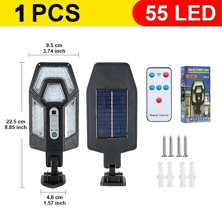 55 LED Solar Wall Floodlight | 3-Mode Motion Sensor IP65