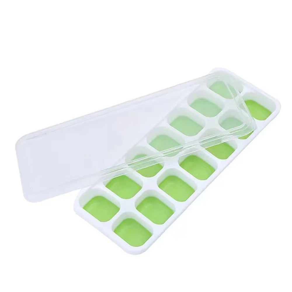 1PC Ice Cube Tray 14 Grid Silicone Ice Cube Mold With Removable Lid Ices Maker Kitchen Gadget Bar Tools Zpaxo Green