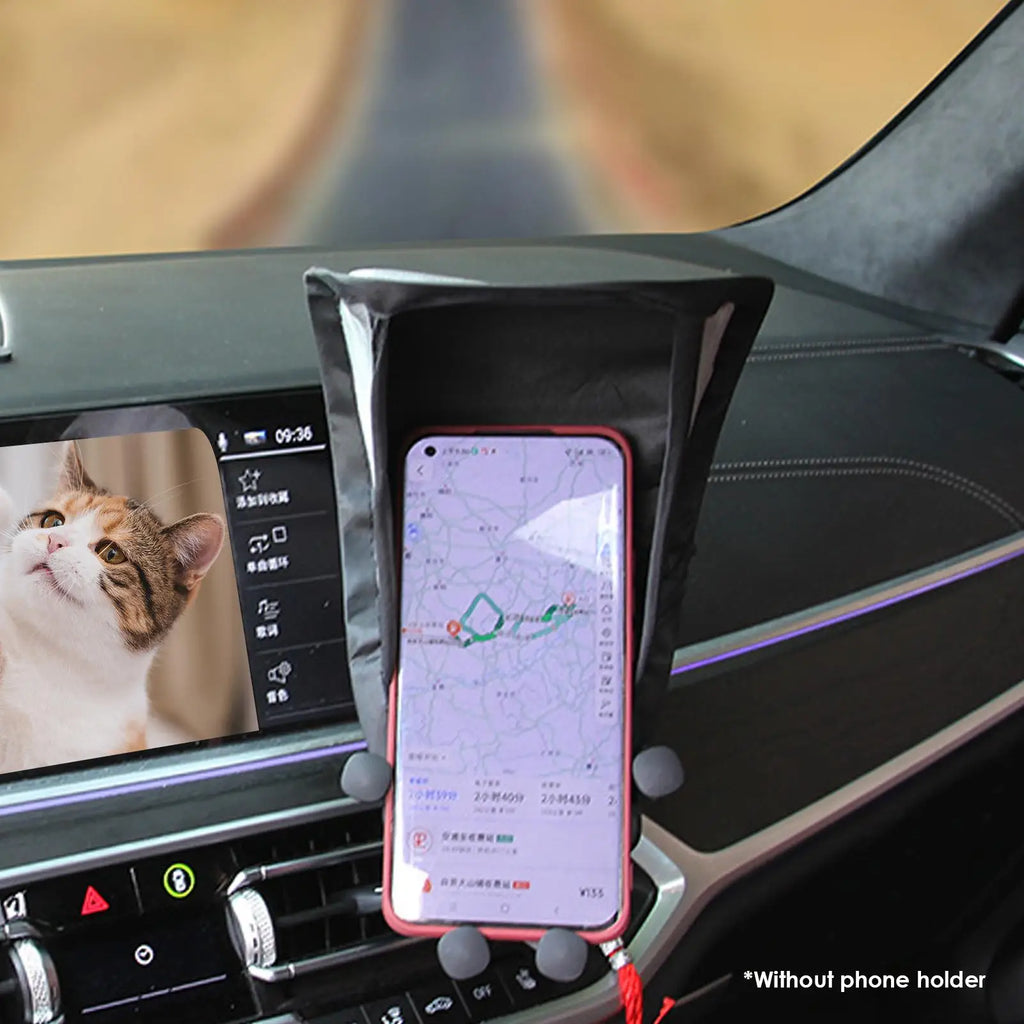Mobile Phone Sunshade Rain Sun Stand Silver Plated Fabric Car Holder