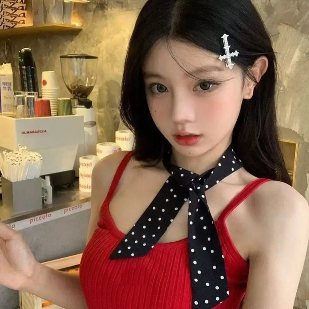Fashion Polka Dot Narrow Edge Silk Scarf Korean Style Classic Neck Strap Luxury Versatile Hair Band Clothing Accessories Zpaxo