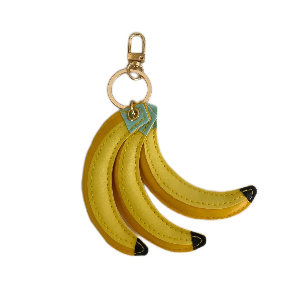 Cute Fashion Fruit Banana Keychain PU Banana Simulation PU Leather Pendant Waterproof Korean Style Fruit Key Ring Outdoor Zpaxo Yellow