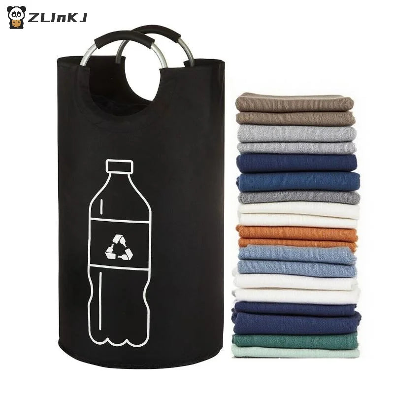 ▶1PCS 82L Large Capacity Empty Bottle Storage Basket Folding Kitchen Wastewater Bottle Collector Bag With Aluminum Handle Zpaxo