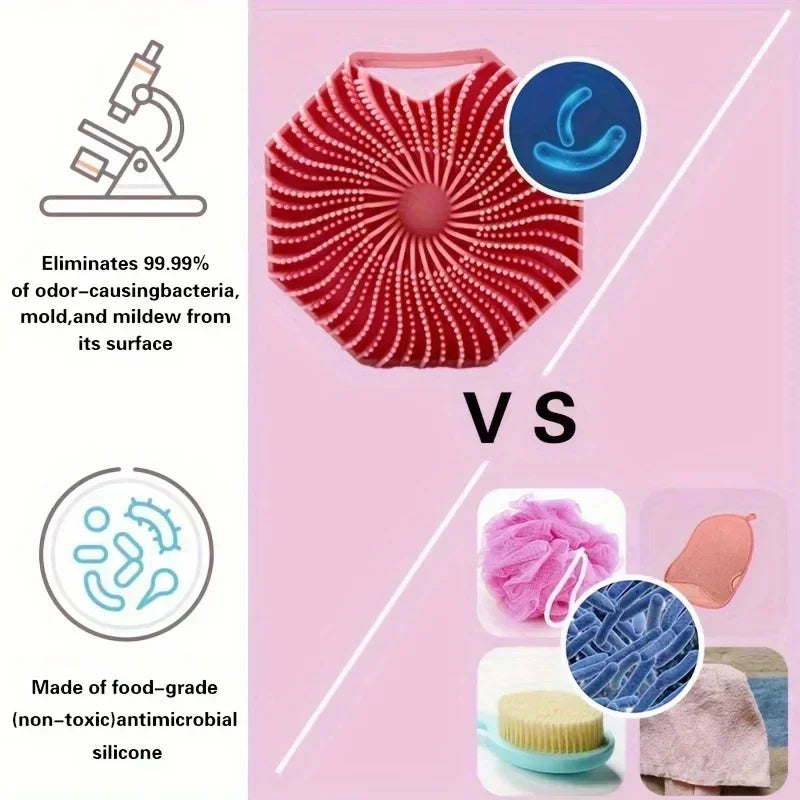 New Polygonal Silicone Shower Brush Handheld Skin Cleaning Scalp Massage ExfoliatingBath Brushes Body Scrubber Bathroom Products Zpaxo