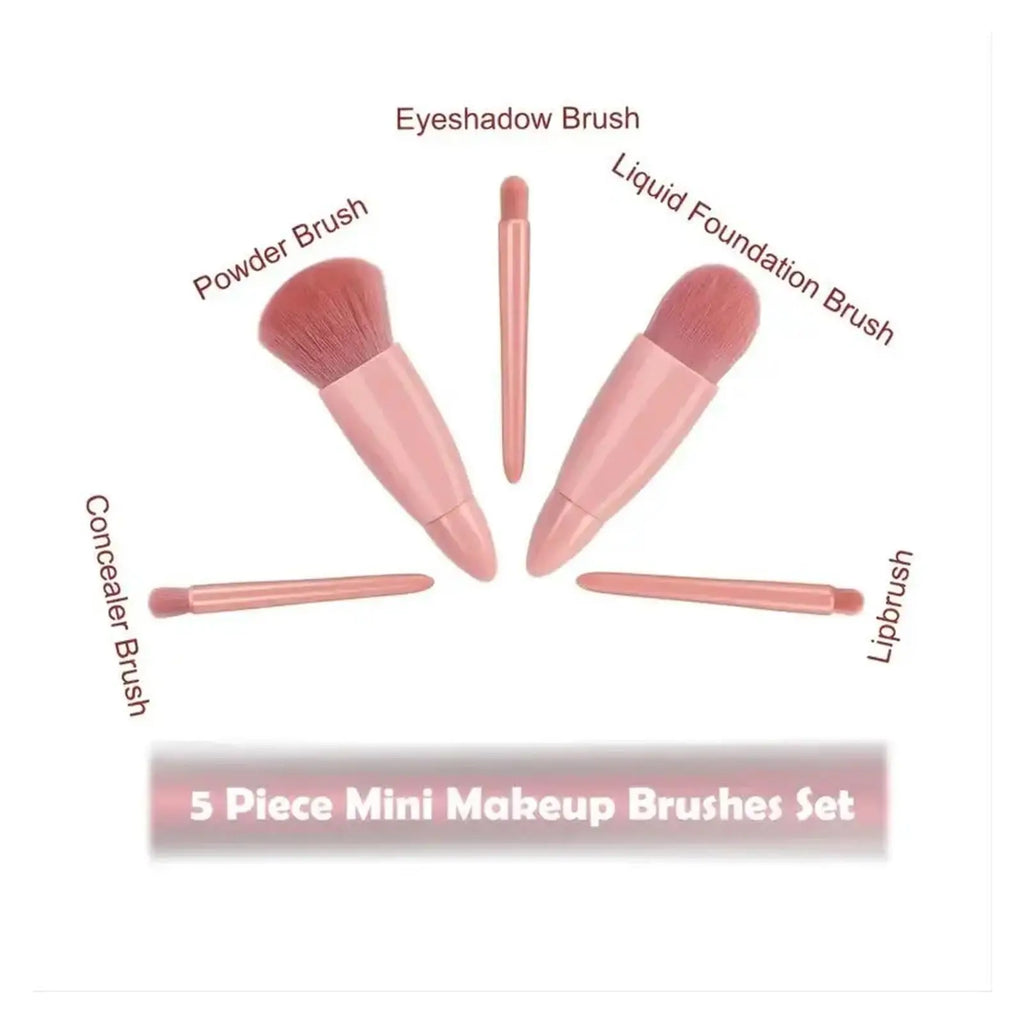 5pcs Mini Travel Size Makeup Brushes Set - Complete Function Cosmetic Brushes Kit with Storage Case And Mirror for On-the-Go App Zpaxo