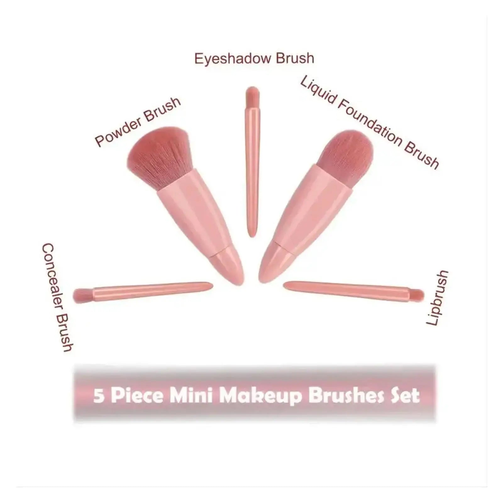 5pcs Mini Travel Size Makeup Brushes Set - Complete Function Cosmetic Brushes Kit with Storage Case And Mirror for On-the-Go App Zpaxo