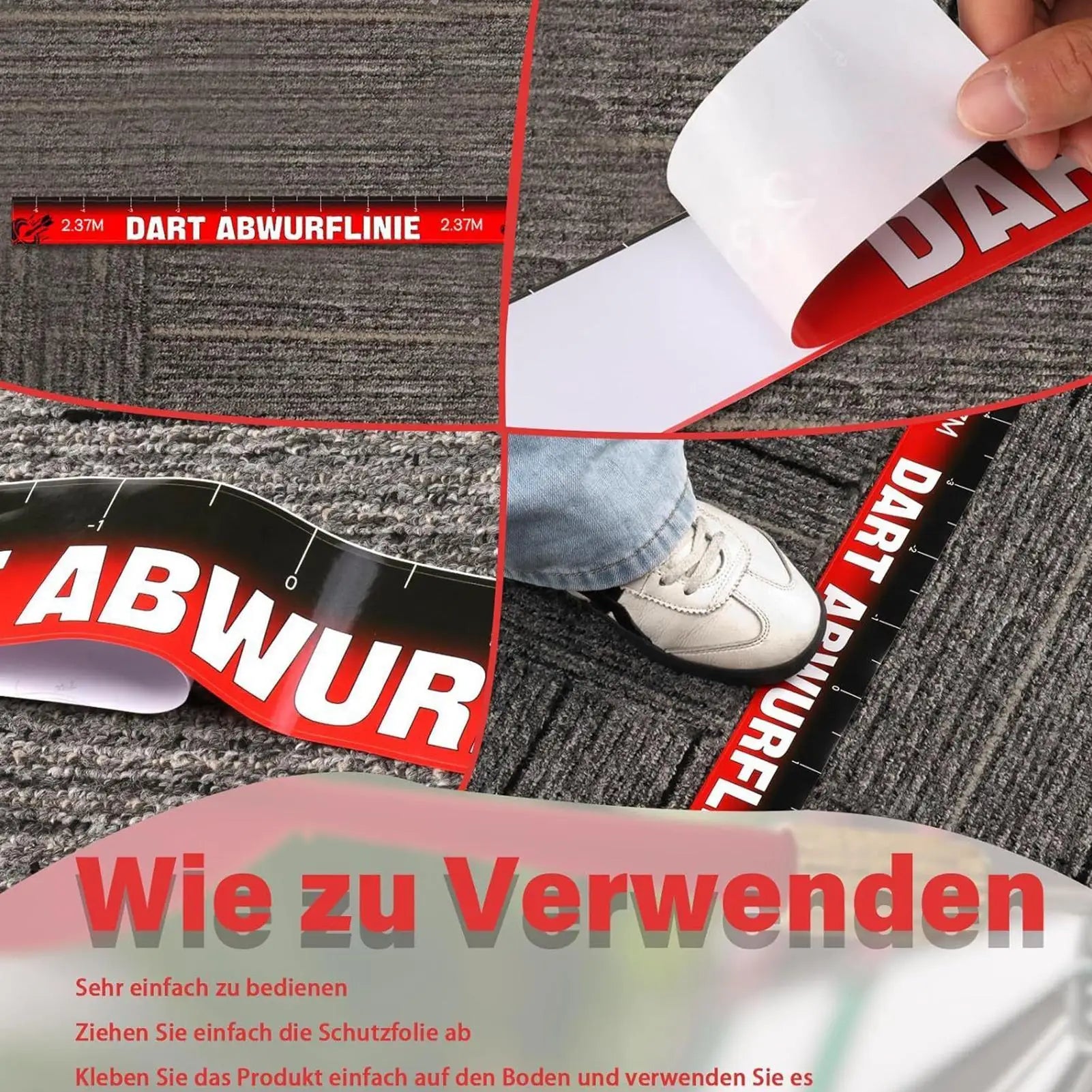 Repositionable Dart Throw Line Floor Sticker Tape Non Slip Oche Game