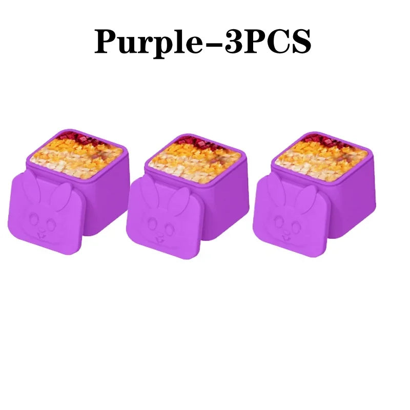Silicone Lunch Box Sauce Divider Cup Lid Square Small Fits Most Bento Zpaxo Purple-3PCS