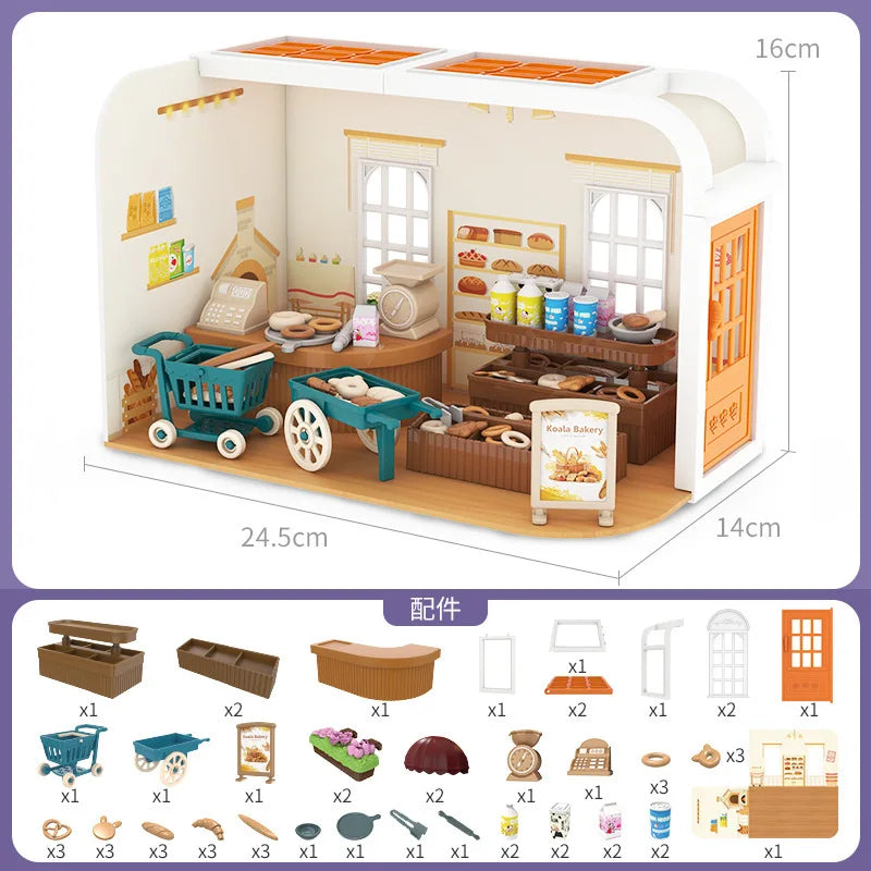 Dollhouse Miniature Furniture Living Room Bedroom Bathroom Doll House