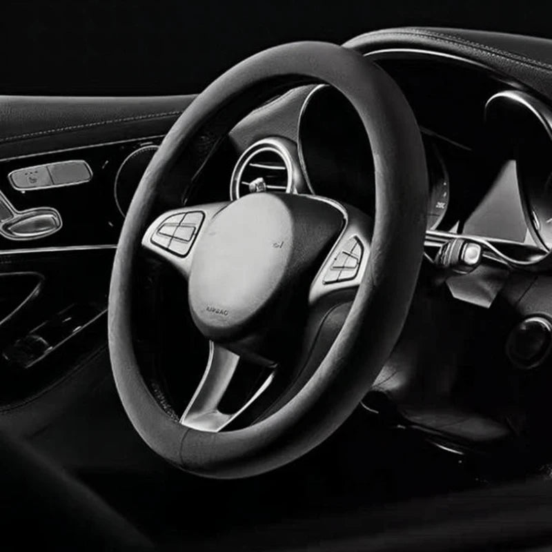 Suede Steering Wheel Cover Universal 37–38cm | Gray Breathable
