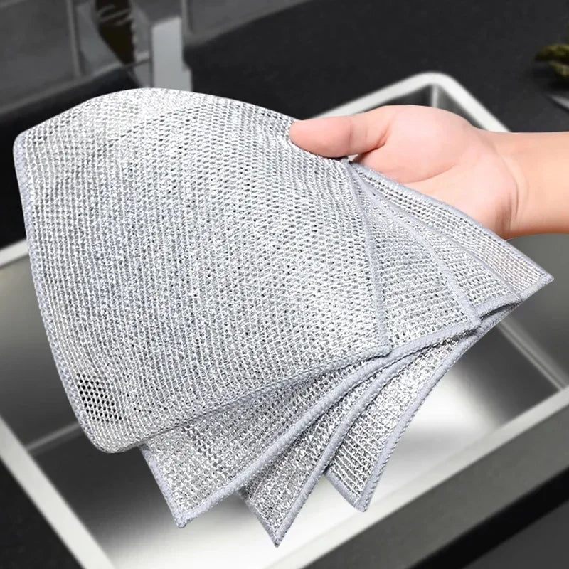 Double-Sided Steel Wire Magic Cleaning Cloths | Kitchen Scrub Rags Kitchen Cleaning Cloths Zpaxo