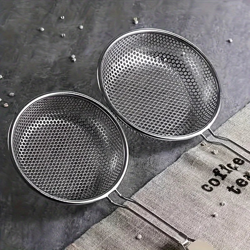 Stainless Steel Colander with Wooden Handle - Fine Mesh Skimmer Spoon for Cooking, Food Prep Grease Filtering for Pasta Noodles Zpaxo