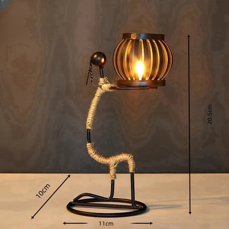 Nordic Metal Candle Holder Abstract Character Handmade Vintage Candlestick for Wedding Home Coffee Shop Table Art Decoration New Zpaxo G