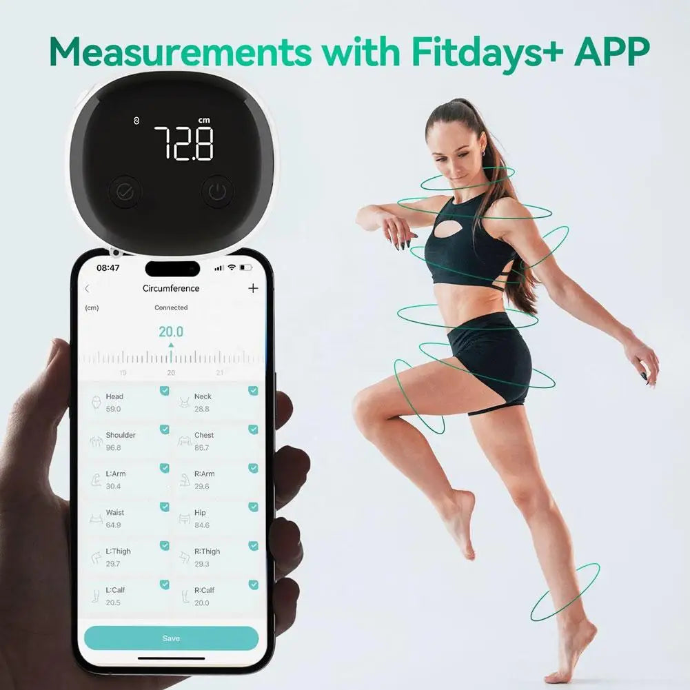 Smart Bluetooth Body Tape Measure | Digital Caliper App Sync Smart Body Tape Measure Zpaxo