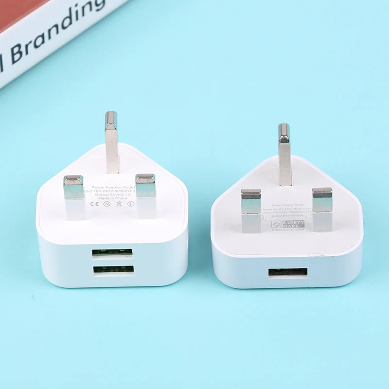 UK 3-Pin Dual USB Wall Charger – Fast Charging 5V 2.1A USB Wall Charger Zpaxo