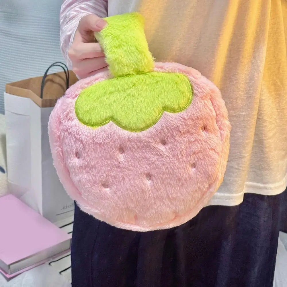 1/2pcs Strawberry Plush Makeup Bag Cute Large Capacity Travel Cosmetic Case Toiletry Pouch with Handle Girls Brush Storage Organ Zpaxo
