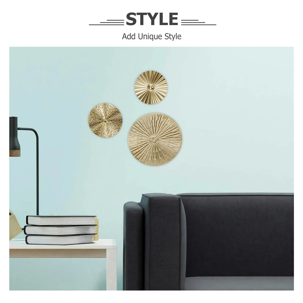 Creative Metal Wall Art Sculptures Irregular Round Golden Disc