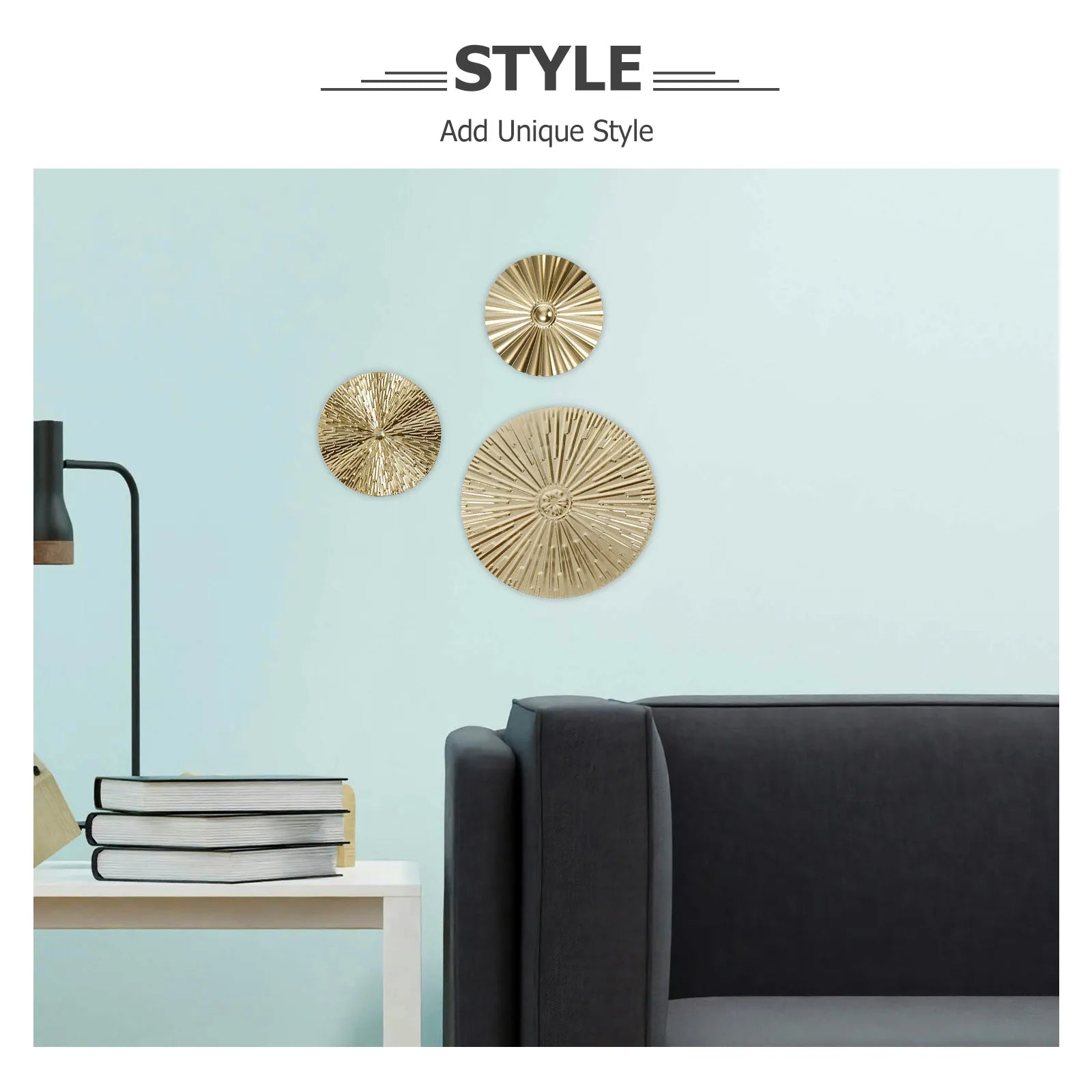 Creative Metal Wall Art Sculptures Irregular Round Golden Disc