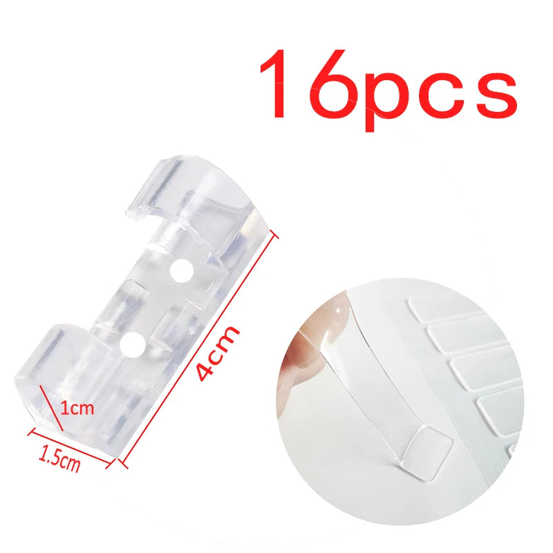 20pcs Adhesive Cable Clip Cable Manager Wire Management Organizer For Desk Office Car Home Wire Clip Clamp Self-Adhesive Sticker Zpaxo Big Size Clear 16PCS
