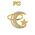 1- Ramadan Crescent Star Napkin Rings Eid Mubarak Dinner Holders