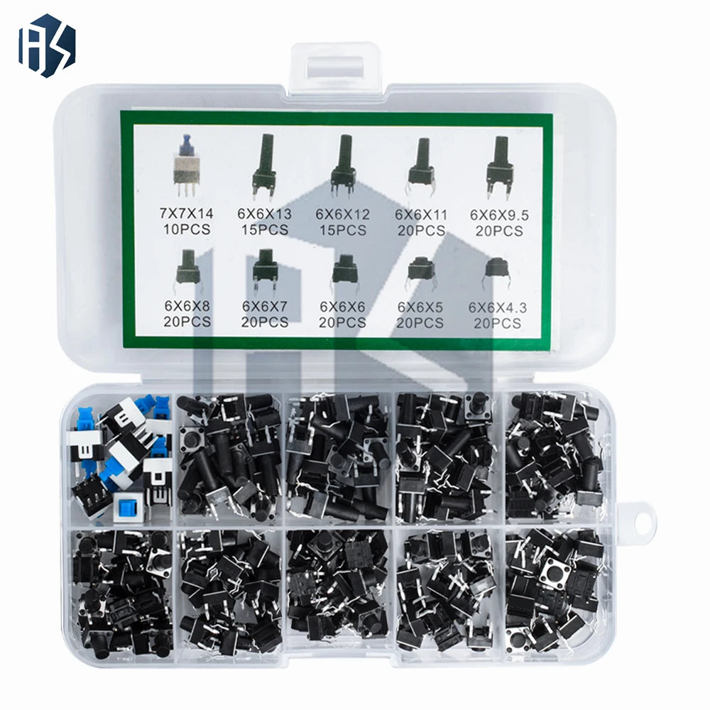 10-Assorted Tactile Switch Kit (180PCS): Mini Momentary Buttons for DIY Electronics Projects Zpaxo