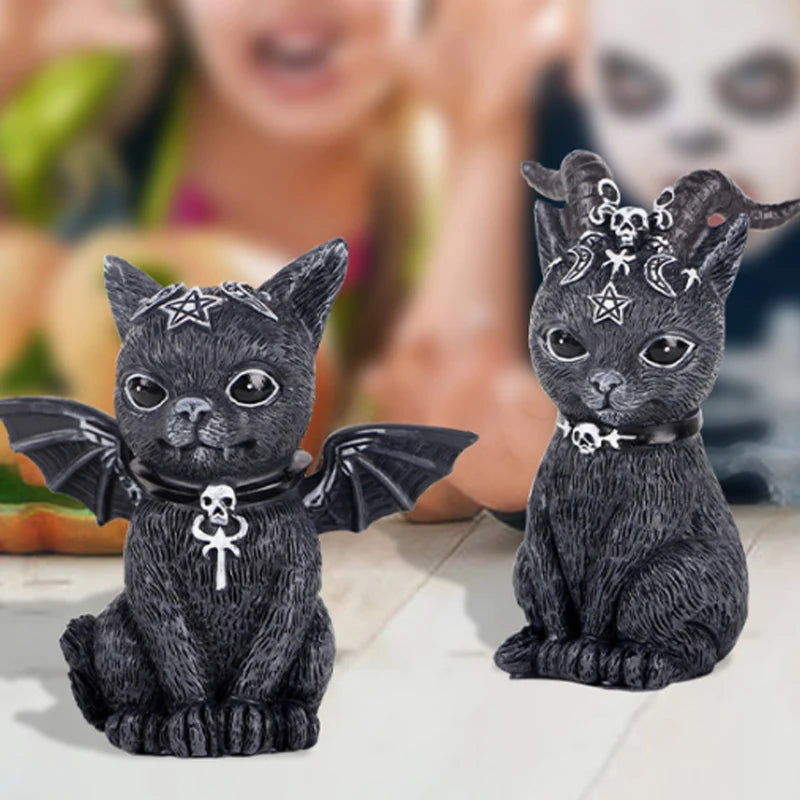 Demon Black Cat Decoration Ornament Halloween Small Magic Sculpture