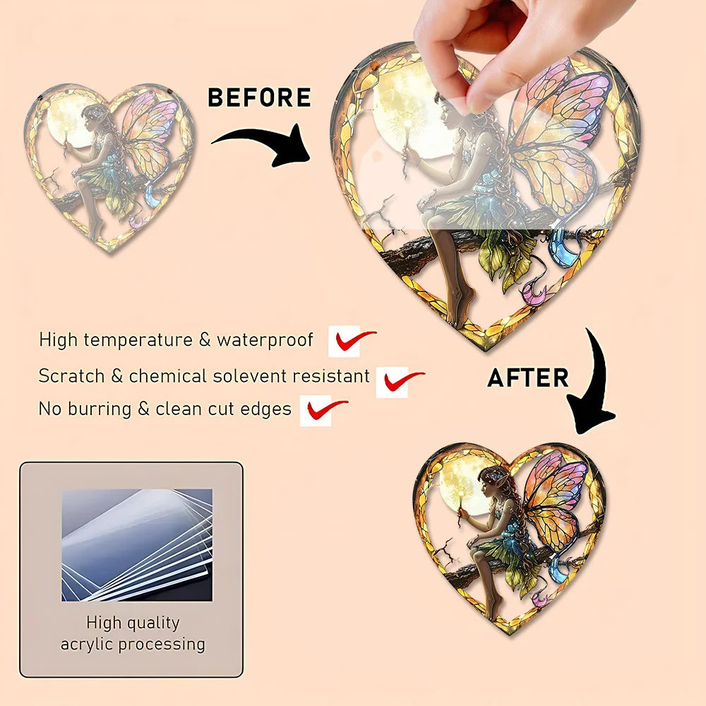 Heart Fairy Suncatcher – Acrylic Window Hanging Pendant Decor