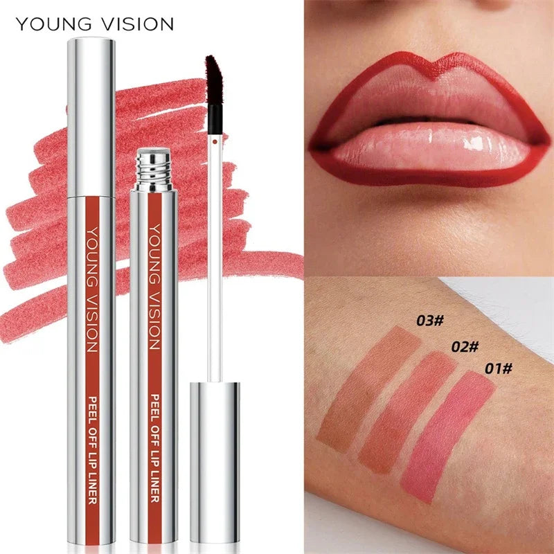 3 Colors Peel Off Lip Liner Highly Pigmented Matte Lip Liner Tattoo Long Lasting Waterproof Lipliner Pencil Non-Stick Lips Gloss Zpaxo