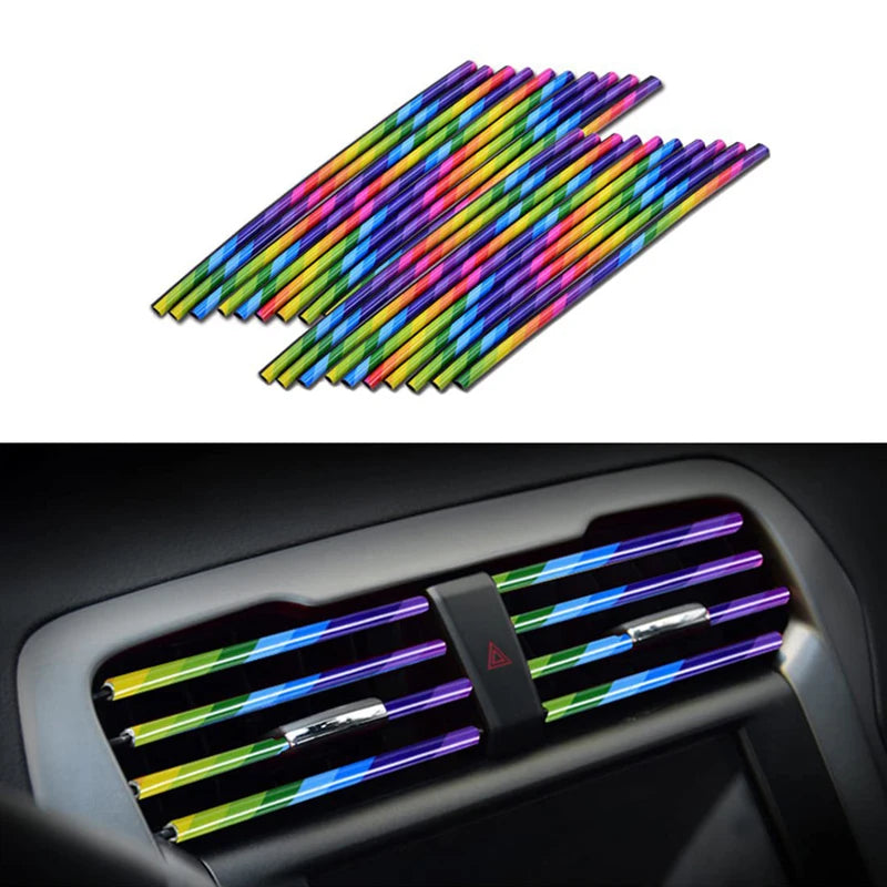Car Air Conditioner Vent Outlet Trim Strips U Shape Chrome PVC Zpaxo Colorful