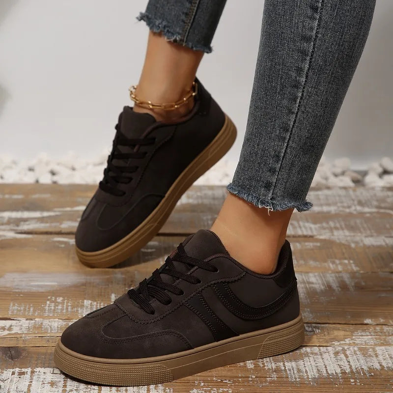2025 Women's Thick Soled Sport Shoes Flats Ladies Mixed Colors Zpaxo Brown 37