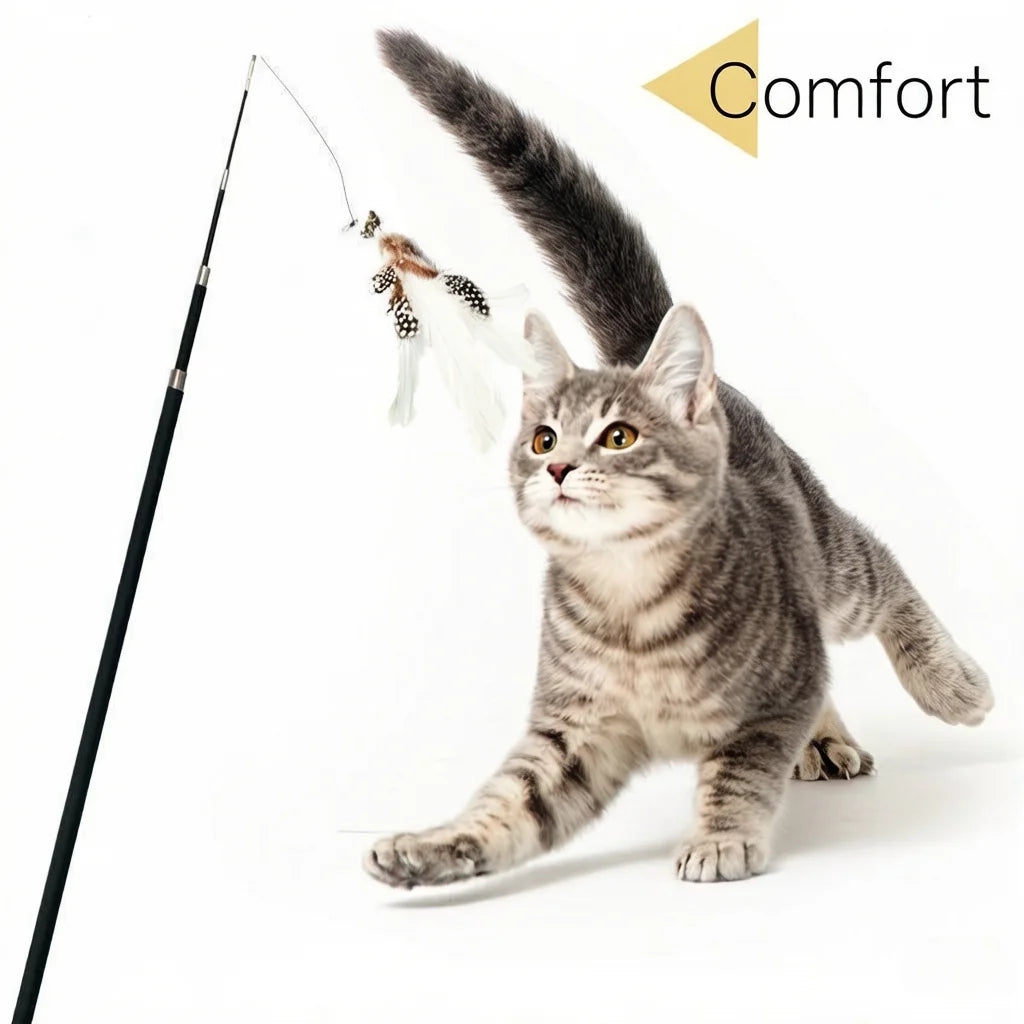 Extra Long 1.8m Telescopic Cat Stick Extended Fishing Rod Feather Cat Toy for Scratching And Boredom Relief Zpaxo