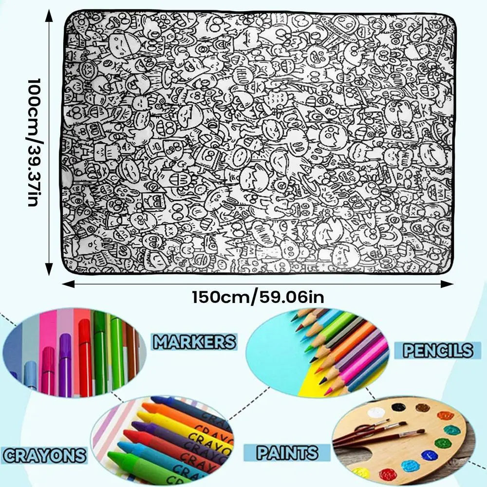 Coloring Blanket DIY Washable Sofa Throws Art Craft Kids Families