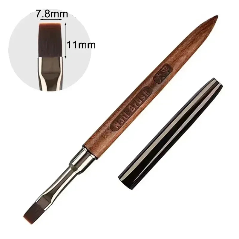 Wood Gel Painting Brush Nail Art for Gel Tip Extension Acrylic Builder Accessory Nail Art Brushes Manicure UV Gel Nails Brush Zpaxo 11mm-Brown