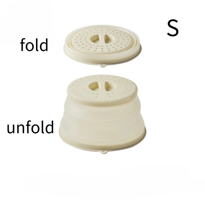 Microwave Splash Guard Expandable Cover Foldable Drain Basket Fridge Zpaxo beiges-S