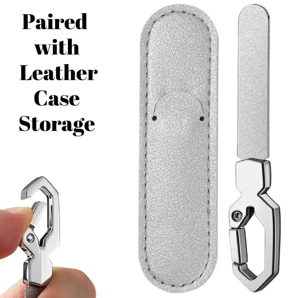 Double-Sided Nail Files Thick Stainless Steel Nails Polishing File Strip with Keychain Hook Nail Care Tools Zpaxo