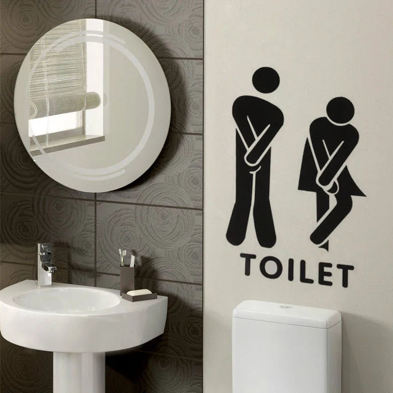 Funny Toilet Entrance Sign Decal Bathroom Door Decor Fun Wall Art