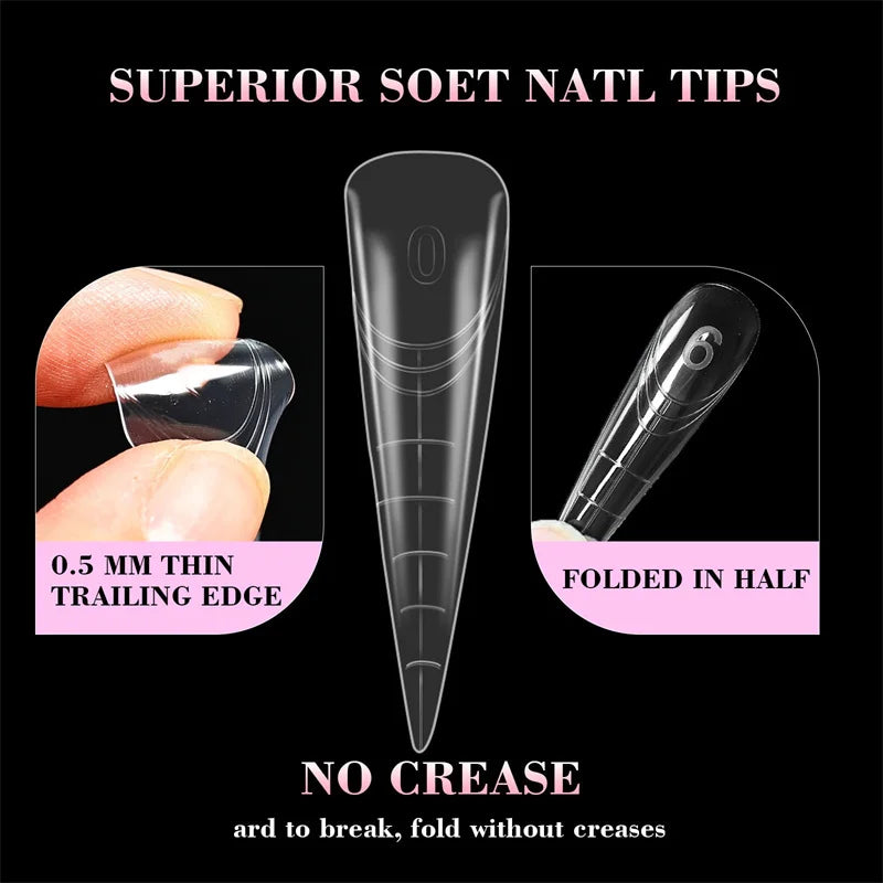 70/140/150pcs Eagle's Talon False Nail Tips Short Curved Stiletto Clear Soft Fake Nails Extension for DIY Nail Salon Manicure Zpaxo