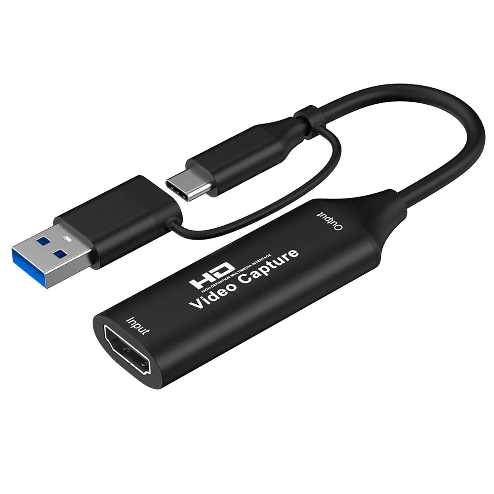 2-in-1 4K HDMI Video Capture Card USB & USB-C – Switch/PS5/Xbox Video Capture Card Zpaxo black