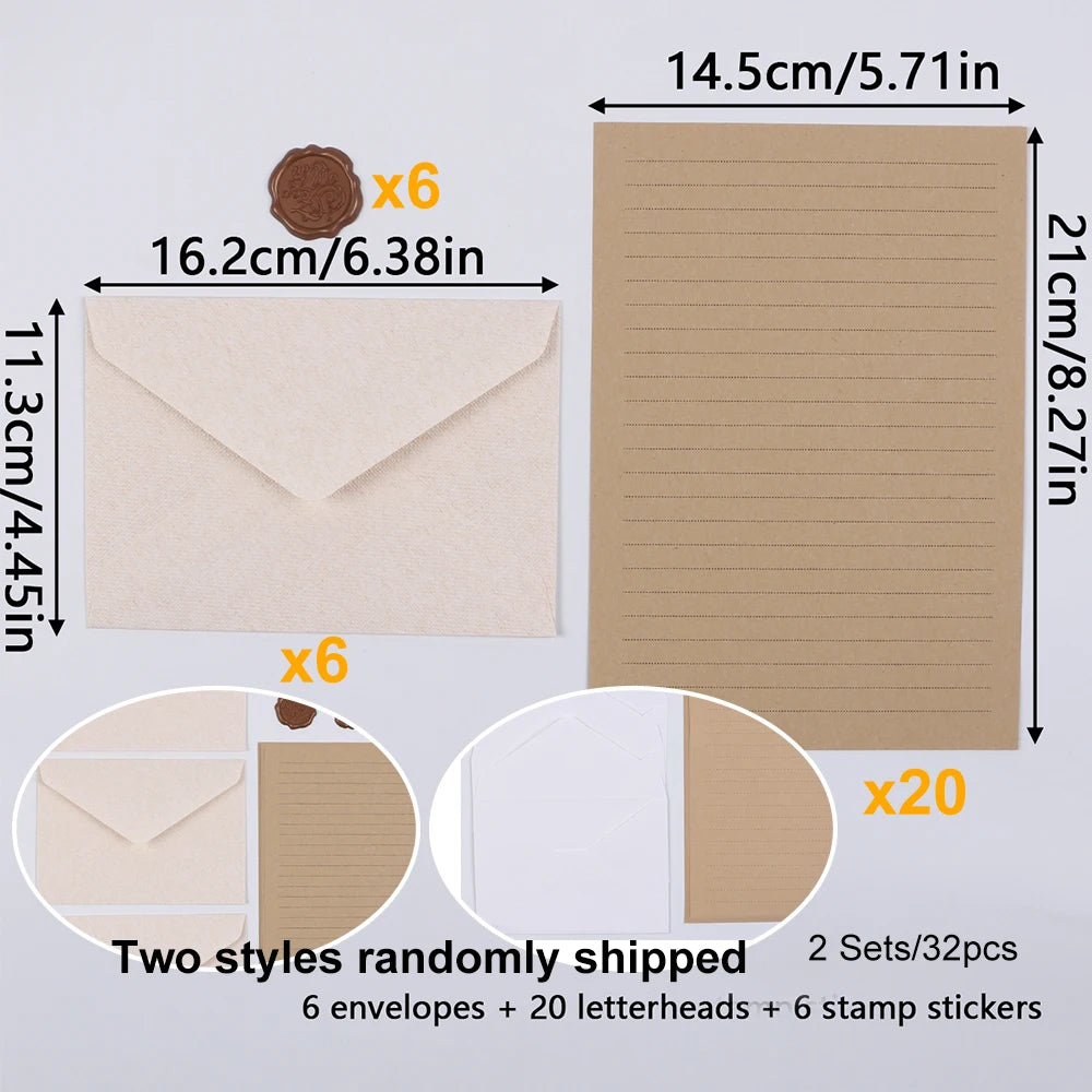 Stationery Set with Envelopes and Stationery Letter Writing Paper Wax Seal Stickers for Love Letter Wedding Party Invitations Zpaxo 2 Sets (32Pcs)