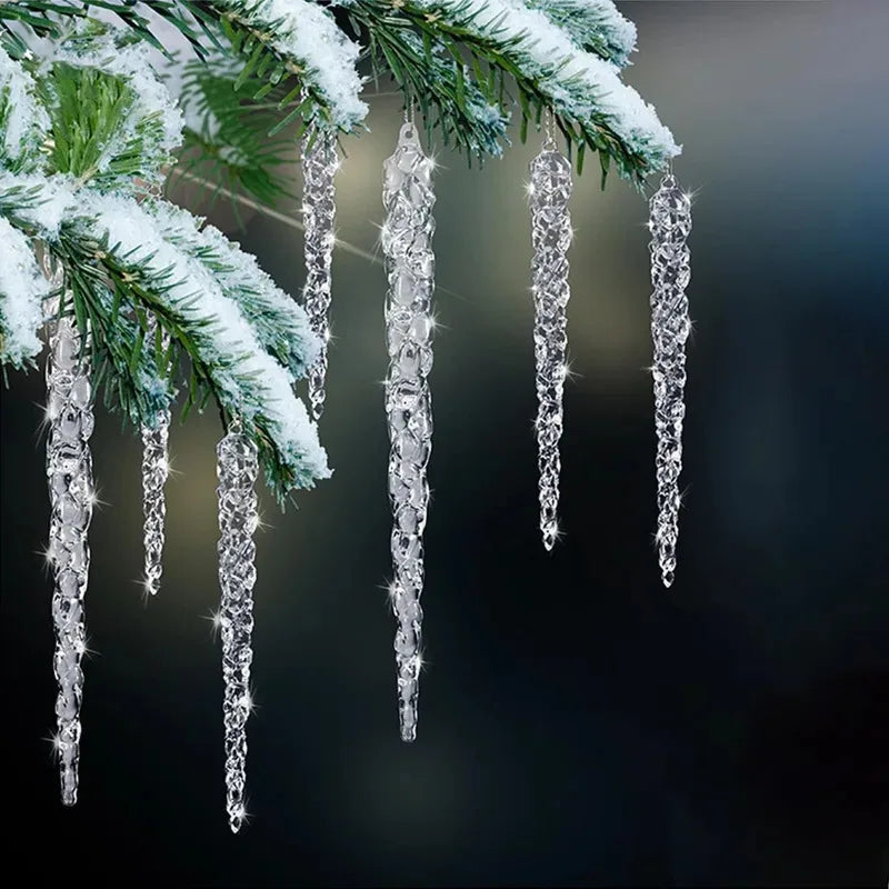 Christmas Home Decor 12PCS Hanging Ornaments - Creative Acrylic Simulated Icicles For Christmas Tree