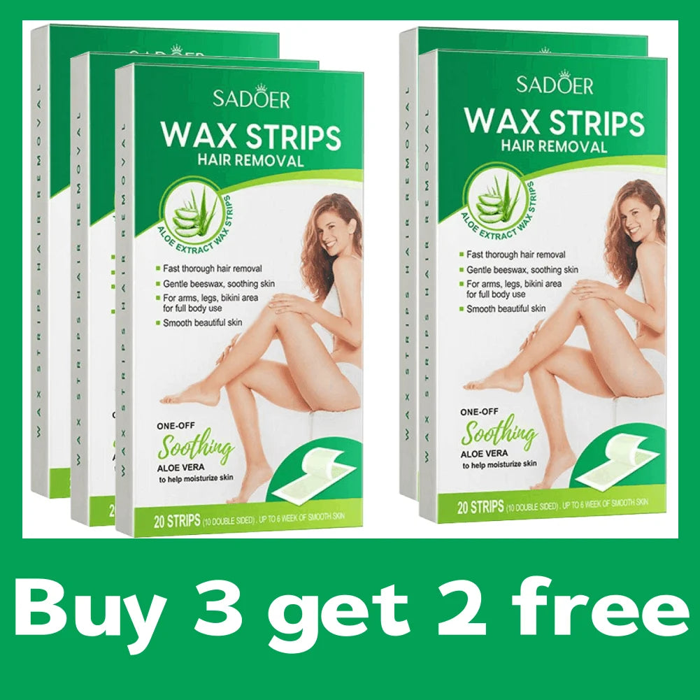 20PCS Aloe Vera Hair Removal Wax Strips – Face, Body & Legs Hair Removal Wax Strips Zpaxo C