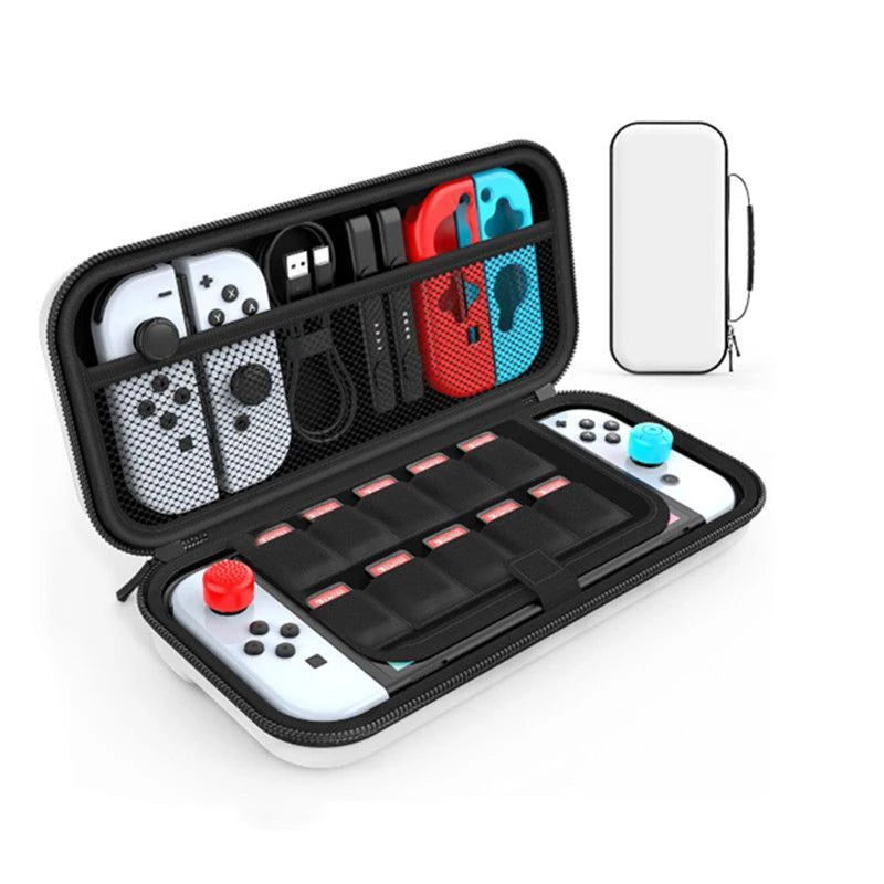 Travel Carrying Case For Nintendo Switch OLED Protective Waterproof Storage Bag For Console Charger Accessories Waterproof Style Zpaxo White