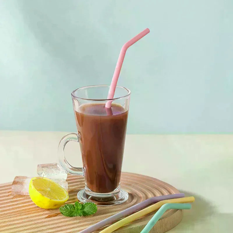 Children Drinking Water Drinks Juice Curved Straws Reusable Cocktail Zpaxo
