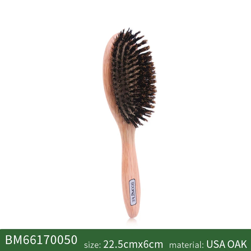 Brosse Cheveux Femme Boar Bristle Hair Brush Women Combs for Hair Detangle Brush Wood HairBrush Barber Comb Scalp Massage Brush Zpaxo Oval middle