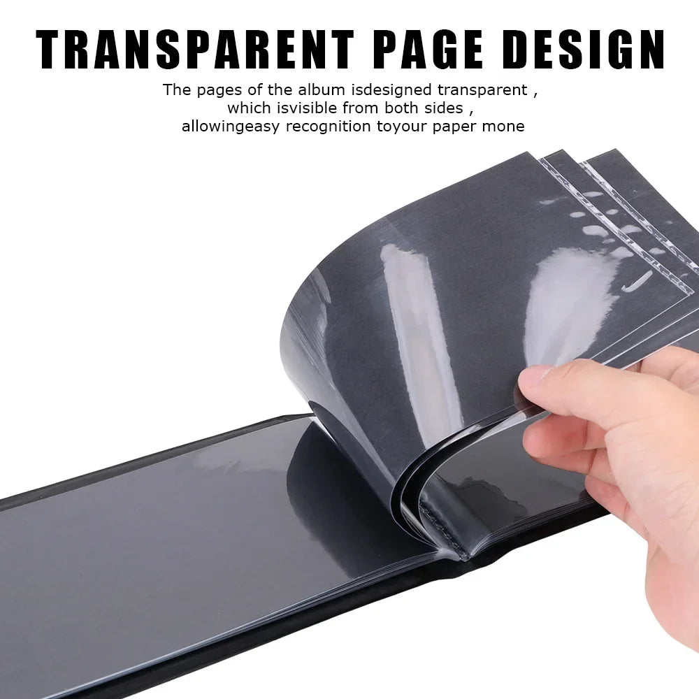 20 Pages Paper Money Collection Album Collection Pockets Loose Leaf Sheet Creative Money Banknote Protective Bag for Collector Zpaxo