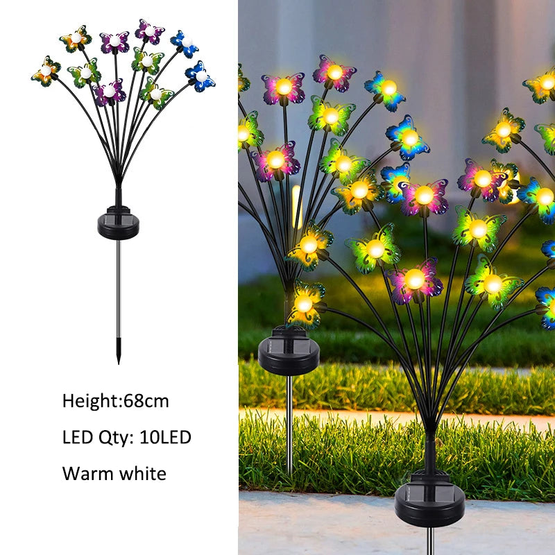 Solar Butterfly Lights Outdoor LED Firefly Light Waterproof Patio Zpaxo 10 LED-Warm White 1PCS China Mainland